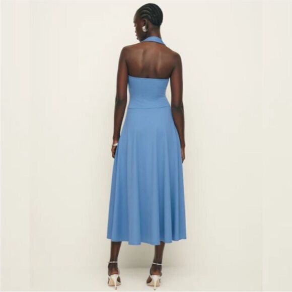 NWT Reformation Sonali Knit Dress in Sky Blue Sleeveless Midi Halter - Picture 6 of 14